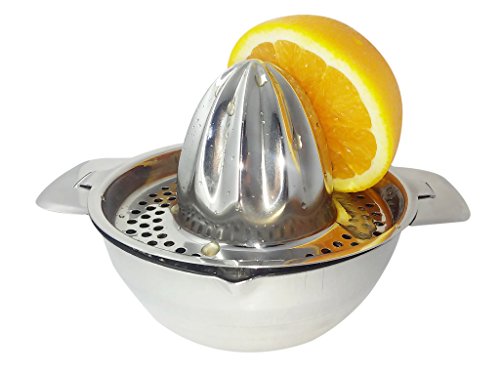 Lu Cucina Citrus Juicer & Strainer - Stainless Steel - Make Your Own Orange - Grapefruit - Lemon & Fruit Juices - 13.5oz Capacity