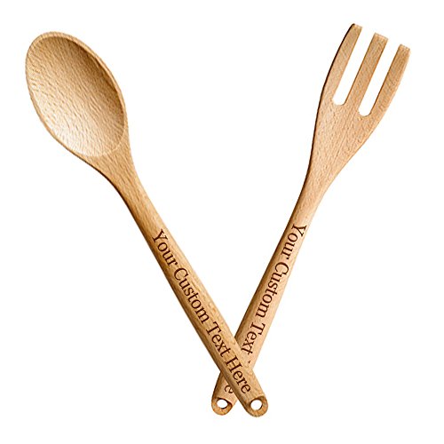 Customized 3D Laser Engraved Custom Personalized Set Of 2 Wooden Spoons Birthday Christmas Easter Anniversary Wedding Gift