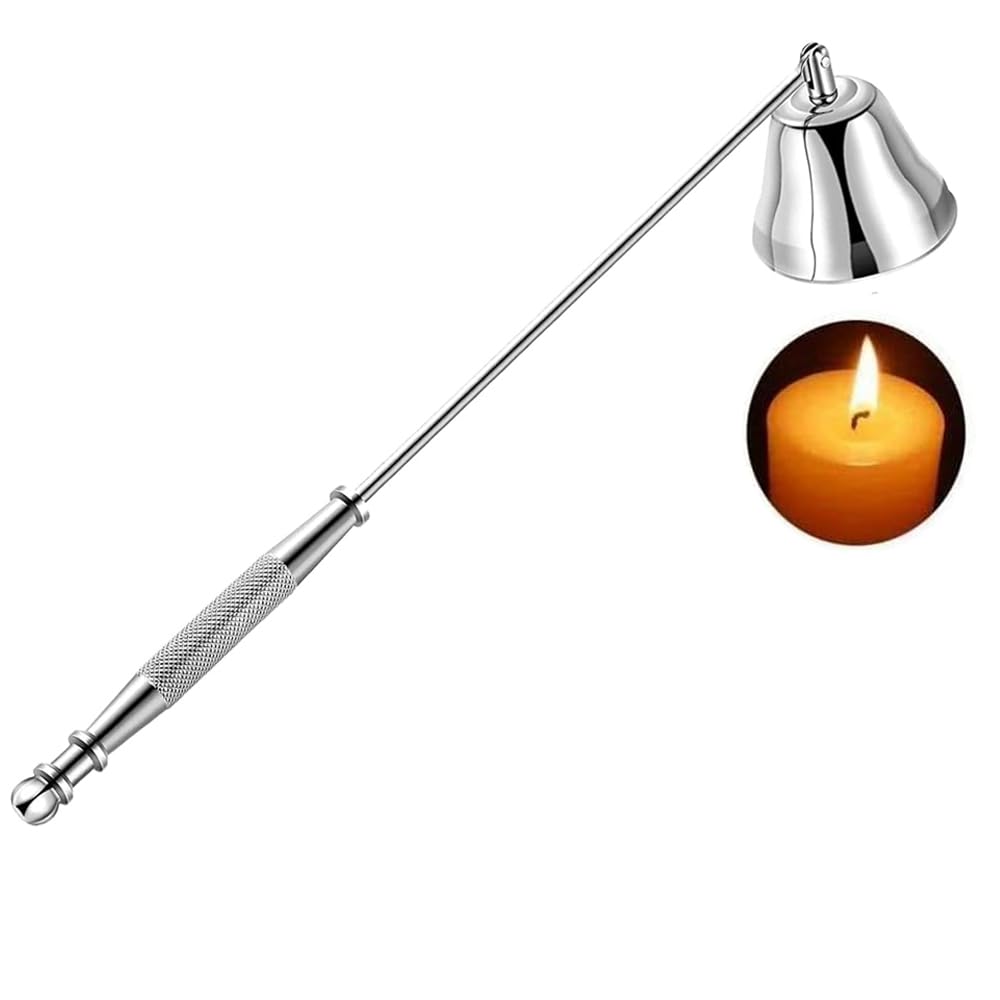 Rosenice Candle Snuffer Stainless Steel Candle Extinguisher Wick Snuffer Candle Put Out Tool with Long Handle for Most Candles Putting Out Extinguish Candle Wicks Flame Safely (Silver)
