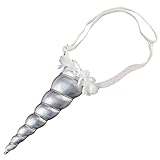 YanJie Shiny Unicorn Horn Glitter Elastic Headband Spiral Unicorn Horn Cosplay (Adjustable, Silver Iridescent)