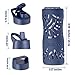 Zuzuro Glass Water Bottle with Straw Cap – 25oz Wide Mouth Glass Sports Water Bottle w Protective Silicone Sleeve – 3 Different Leak-Proof Lids – Reusable Eco Friendly - BPA Free (Blue)