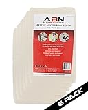 ABN Painters Cotton Canvas Paint Drop Cloth, XL 9’ x 12’ Foot 6-PACK – Protective White Tarp for Painting, Auto, Furniture