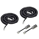 Telephone Cord Detangler,Vcall 2 Pack Coiled Telephone Handset Cord 13 Ft Uncoiled / 2 Ft Coiled and 2 Pack Extended Rotatable Anti-tangle Phone Cable Landline Cord Untangler Telephone Accessory Black