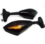 XYZCTEM Turn Signal LED Integrated Sports Racing Mirrors for Kawasaki Ninja 500 ZX6 ZX6R ZX7 ZX9 ZX10R ZX12R 250R ZX636 Ex,Honda CBR 600 1000 RR F4i 600RR,CBR 600 F4i 929 954 Rr F1 F2 Hurricane ,Yamaha YZF R1 R6 R6S Fazer FZR 600,Suzuki GSXR 600 750 1000 1300 Bandit And more
