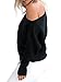 Simplee Women's Casual Off Shoulder Bat Long Sleeve Pullover Knitted Sweater Jumper