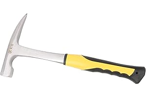 YANSANIDO Geological Hammer with Shock Absorbing Handle, 31 Oz Big Pointed Tip Hammer with PU for Geological Exploration(point head)