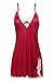 Ekouaer Women Sexy Sleepwear Lace Chemise Nightgown Full Slip Babydoll Sleepwear Satin Nighties(Red,Large)