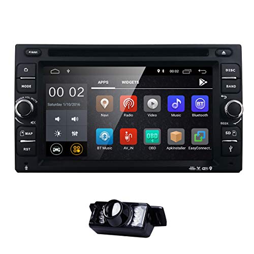 hizpo Android 8.1 Universal Double Din Car Stereo Radio 6.2 Inch Touch Screen in Dash GPS Navigation Support WiFi Bluetooth Mirror Link SWC OBD with Free Backup Camera