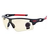 Eyewear Sunglasses UV Protection Riding Glasses Eye Gear Protecor for Cycling Bicycle Bike Outdoor Sports #04 Black&Red frame+night vision lens
