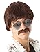 ALLAURA Compatible with Sonny Bono Wig – 60s 70s Men’s Short Brown Wig + Mustache for Hippie, Singer, TV Star, Cop, Detective Costumes – Liberty Duo, Limu & Doug, Uncle Rico, Retro Halloween Outfit
