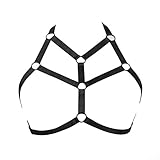 Jelinda Women Sexy Stretchy Frame Goth Noir Straps Bra in Black