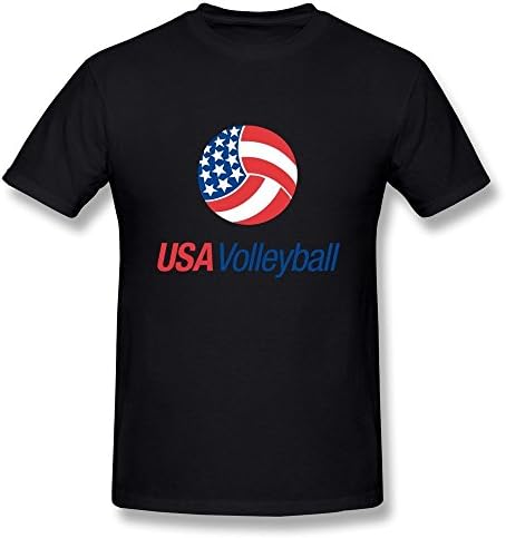 LIMEI Men's Usa Volleyball Logo O-Neck Tees Black XXL
