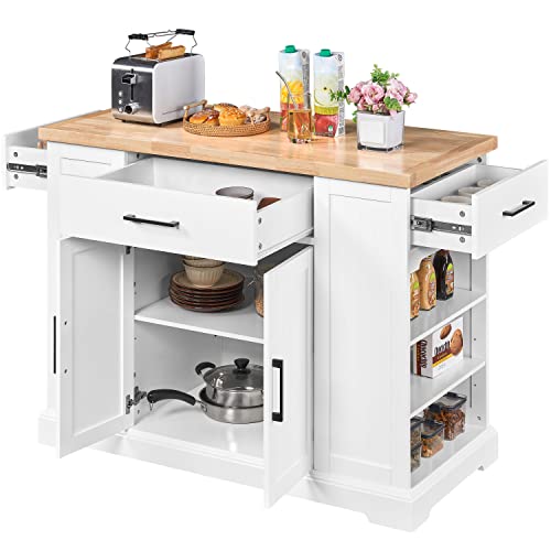 Yaheetech Rolling Kitchen Island Cart With 3 Drawers, Kitchen Storage