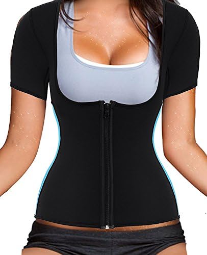 Firstr Women Neoprene Sauna Sweat Waist Trainer Vest with Zipper for Weight Loss Gym Workout Body Shaper Tank Top Shirt (Small, Black)