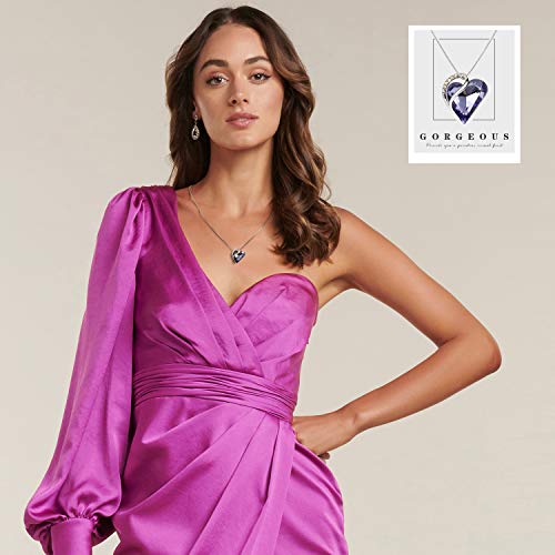 IRICH Love Heart Pendant Necklaces Crystal Jewelry Gifts for Women Rhinestone Silver Chain with Elegant Box for Party/Anniversary Day/Birthday, Purple Crystal