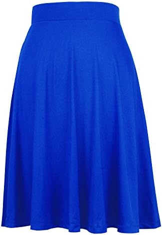 Favelem Women Thin Knit Flowy Flared Knee Length Skater Skirt(XL,Royalblu)403-4