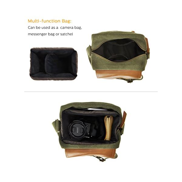 Kameratasche für DSLR- und SLR-Kameras, Leder, Grün – Bild 6