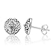 925 Oxidized Sterling Silver Tiny Filigree Flora Design 10 mm Post Stud Earrings