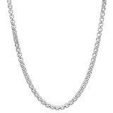 3.5mm Solid 925 Sterling Silver Rounded Box Link Italian Crafted Chain