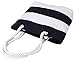 Pulama Womens Beach Tote Canvas Shoulder Bag Wave Striped Anchor Summer Handbag Top Handle Bag Straw Beach Bag Navy Blue Strip