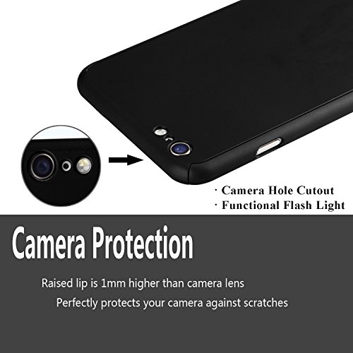 iPhone 6 Case, DecaStars [Ultra-thin Series] 2-in-1 Full-body Protective Back Cover [Slim Fit] with Tempered Glass Screen Protector for Apple iPhone 6 Case & iPhone 6s Case 4.7" - Black - Thumbnail 3