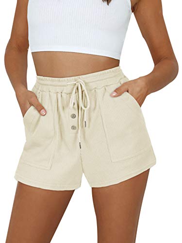 NIMIN mujeres adolescentes niñas verano Casual suelto cómodo cordón pantalones cortos ligeros cintura elástica con bolsillos pantalones cortos