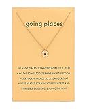 CYBERNY Women Going Places Compass Pendant Necklace with Graduation Message Card Golden