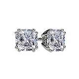 NANA Cushion Cut Swarovski Zirconia Stud Earrings Silver & 14k Solid Gold Post 0.60cttw - 4.00cttw