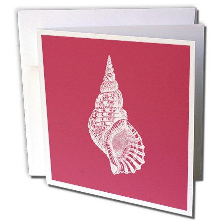 3dRose Greeting Cards, 6 x 6 Inches, Pack of 6, Dark Red Conical Seashell Print (gc_164988_1)