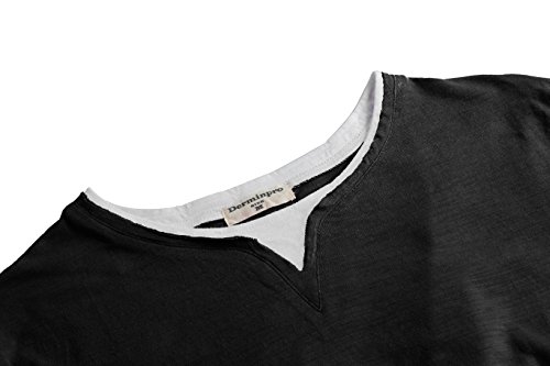 Derminpro Men\'s Short Sleeve Casual Contrast T-Shirt Black XX-Large