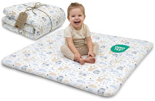 Totsy Baby Baby Bedroom Play Mat – Children's Floor Mattress for Playpen Games Thick Cotton Mat for Babies and Children 100 cm Oeko-Tex Certificate Owls