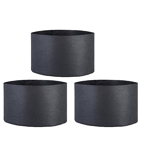 TopoGrow 3-Pack 300 Gallon Grow Bags Black Fabric Round Aeration Pots Container for Nursery Garden and Planting Grow (300 Gallon, Black(3-Pack))