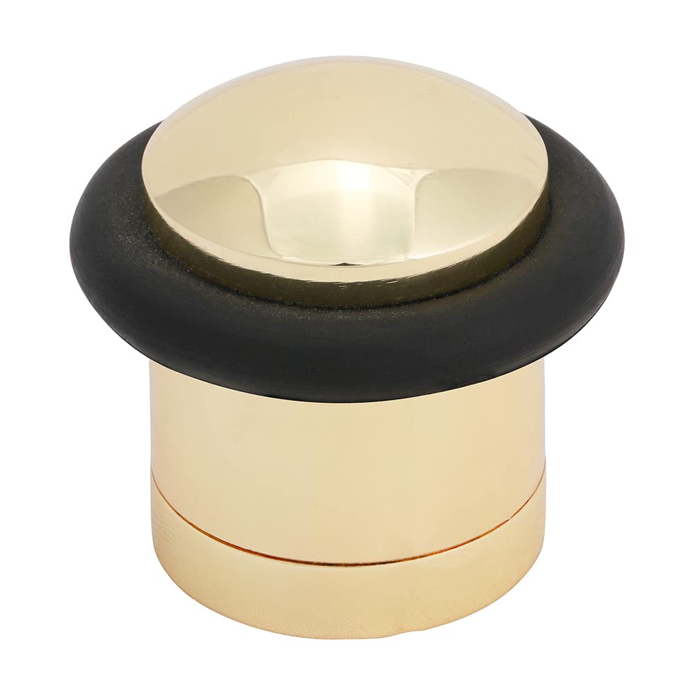 TIMCO Cylinder Door Stop - Polished Brass - Floor Mounted - Concealed Fixing for Improved asthetics - 41mm