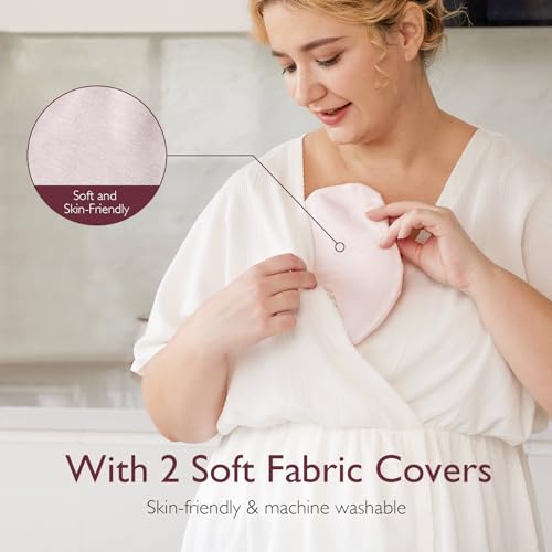 Momcozy Larger Breast Therapy Packs, Hot and Cold Breast Pads with 2 Soft Covers, Breastfeeding Essentials, 2 Pack, Pink