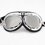 WWII RAF German Military Army Aviator Retro Style Mirror Lenses Chrome Frame Sun UV Wind Eye Protect Goggles Outdoor Camping Sledding Skating Scout Hiking Motorcycle Fashion Biker Gear