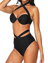 Bikini de cintura alta para dama, sexy, cruzado, de cintura alta
