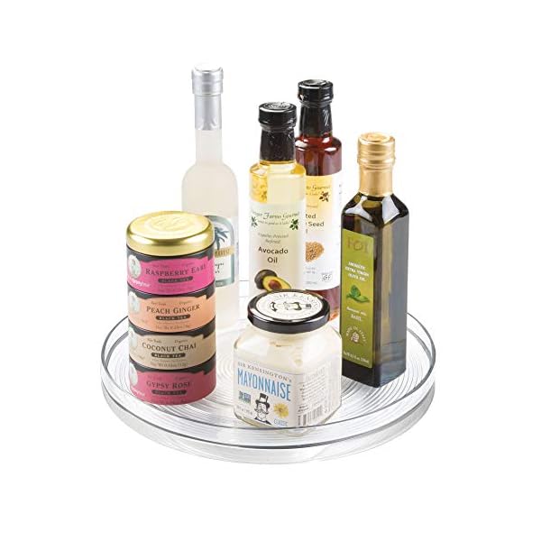 iDesign-54030-Rotatable-Spice-Rack-Large-Plastic-Kitchen-Cupboard-Storage-for-Spices-and-Condiments-Rotating-Spice-Jars-Holder-for-Kitchen-and-Pantry-Clear-28-cm iDesign Lazy Susan Turntable Organiser, Large Rotating Spice Rack for Food Storage, made of BPA-free plastic…