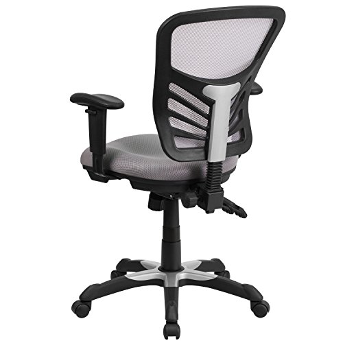 Flash Furniture Mid-Back Gray Mesh Multifunction Executive Swivel Chair with Adjustable Arms