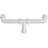 Keeney Manufacturing 222TTWK Center Outlet Continuous Waste Drain Direct Connect or Slip Joint with Baffle, 1.5 x 16 Inch, Wh