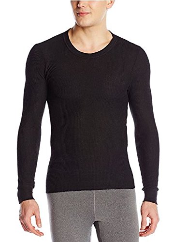 Fruit of the Loom Men’s Classics Midweight Waffle Thermal Underwear Crew Top (1 & 2 Packs), Black Soot, X-Large