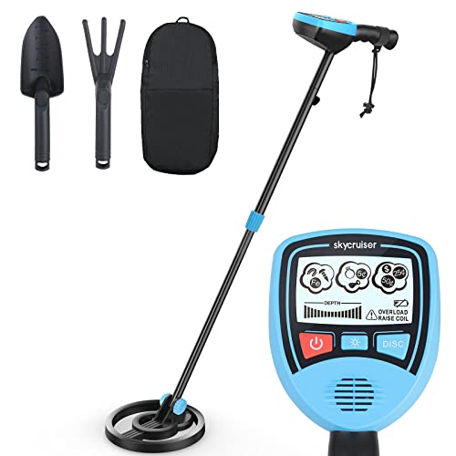 Kids Metal Detector - Metal Detector for Kids with Waterproof Coil, Backlight LCD Display, Adjustable Lightweight Metal Detector, Use for Detecting Coins, Gold and Outdoor Treasures Blue