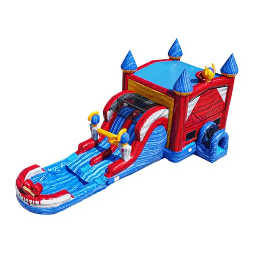 JumpOrange Queen Commercial Grade Bounce House Water Slide with Dual Lane and D…