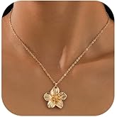MOEEIJEW Gold Flower Necklace for Women Floral Pendant Choker Statement Necklace Jewelry