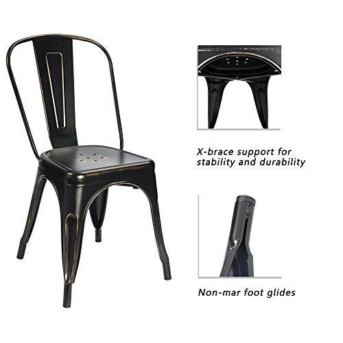 Devoko Metal IndoorOutdoor Chairs Distressed Style Kitchen Dining