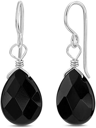 FRONAY Natural Stone Sterling Silver Drop Dangle Hook Earrings - Made in USA