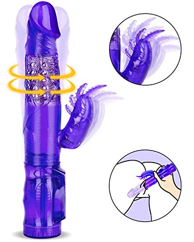 Bombex Temptation Rabbit Vibrator,Clitoral G-Spot Stimulator,Masturbation Vibe,Rotating Beaded Adult Massager for Women Female Beginner,Purple