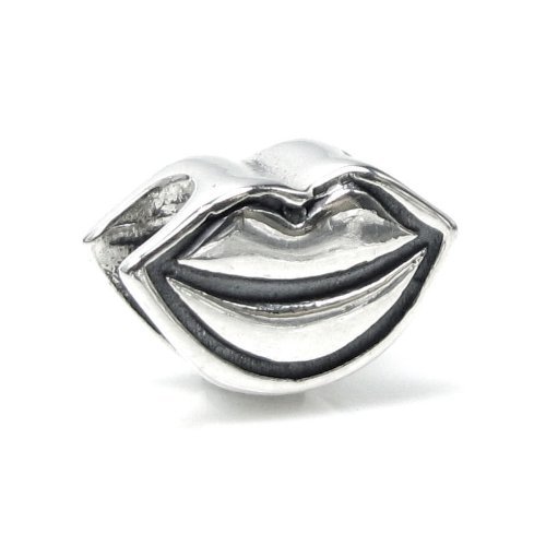 Queenberry Sterling Silver Smile Lips European Style Bead Charm