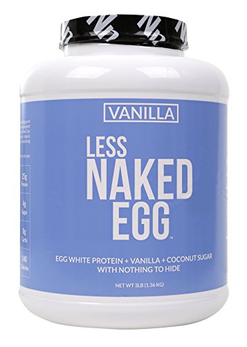 VANILLA LESS NAKED EGG – Non-GMO Egg White Protein Powder from US Farms – 3lb Bulk, No Additives, Paleo, Dairy Free, Gluten Free, Soy Free – 25g Protein, 36 Servings