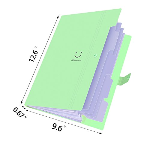 Classification Folders Portable File Folder Tabs Lateral File Folders Accordion File Jackets(Green)