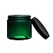 16 oz Green PET Plastic Refillable Jar with Black Smooth Lids (6 pack)